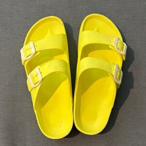 Yellow Double-Buckle Slide Sandals